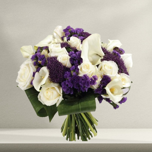 Bouquet rond blanc/violet