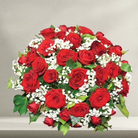 Panier de roses rouges